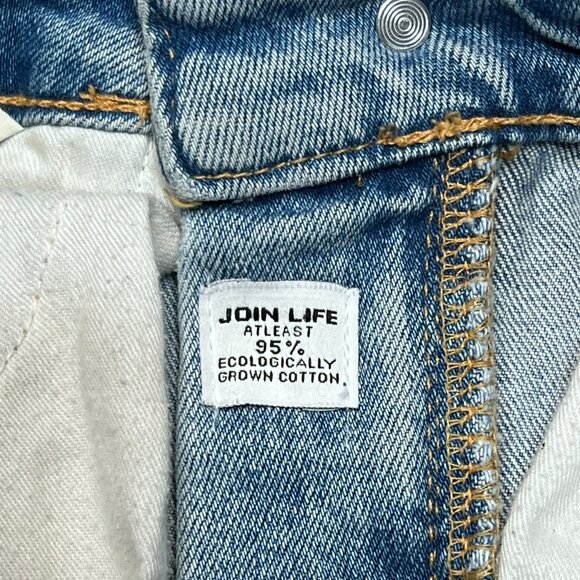 ZARA High Rise Shorts Denim Jean Blue Ripped Size 4 - Picture 4 of 7